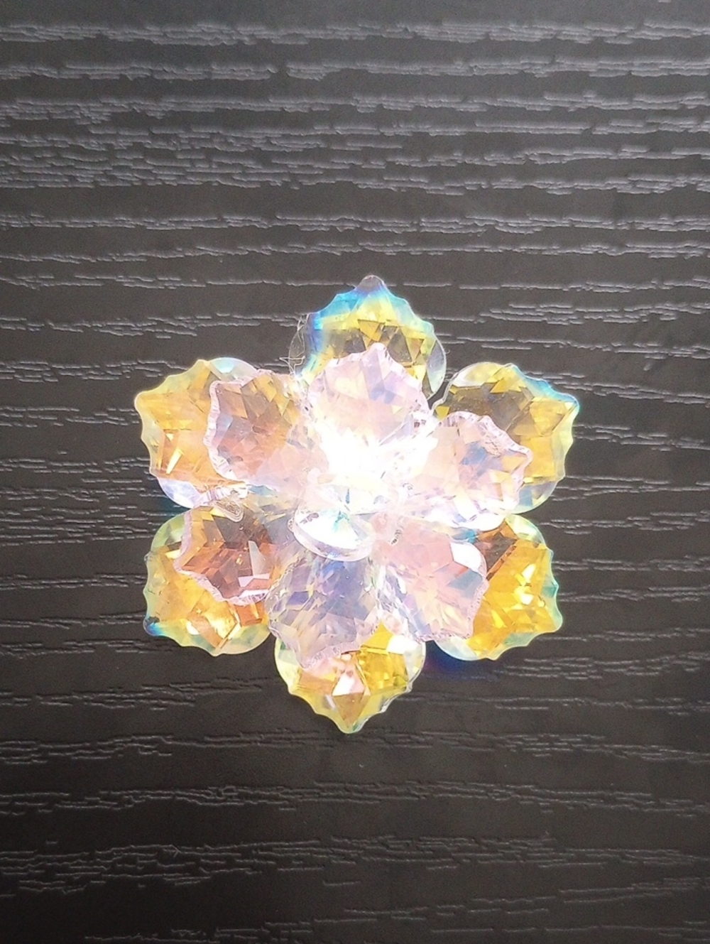 Pastel Pink Acrylic Flower Iridescent Brooch Pin